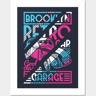 Brooklyn Retro Car Garage #1 Posters and Art